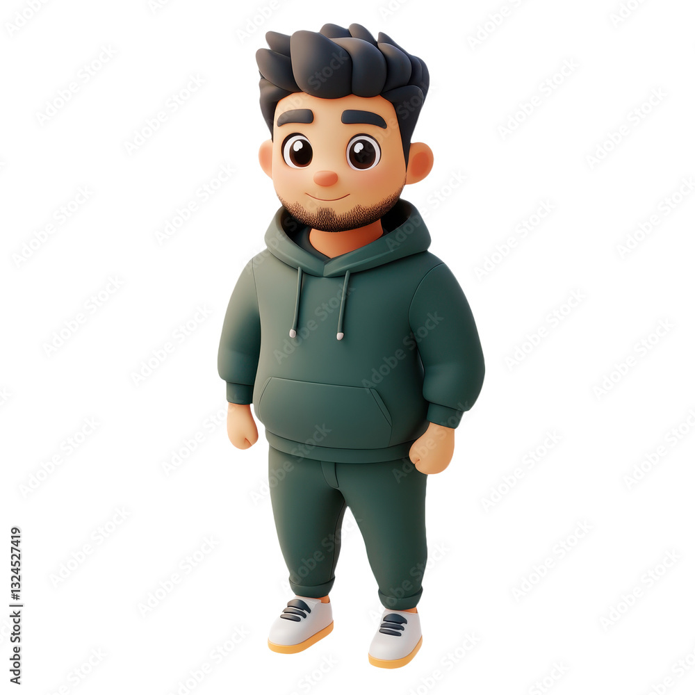 Charming 3D Man in Hoodie: A Trendy Cartoon Character Illustration for Modern Design, Perfect for Digital Art, Animation, and Stylish Visual Concepts Charming 3D Man in Hoodie: A Trendy Cartoon Character Illustration for Modern Design, Perfect for Digital Art, Animation, and Stylish Visual Concepts