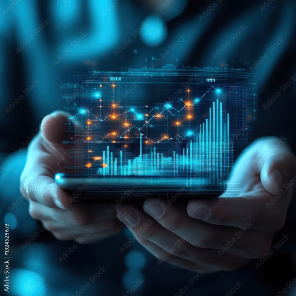 businessman hand touching virtual screen digital asset show graph on hologram businessman hand touching virtual screen digital asset show graph on hologram