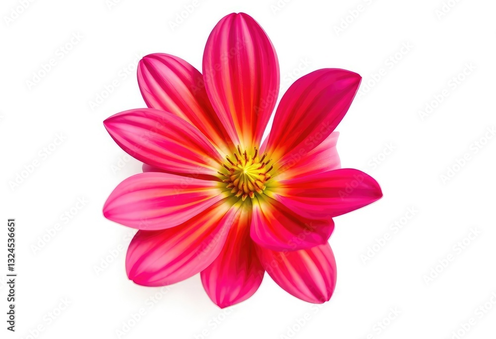 A single, vibrant flower, petals fully open, isolated on pure white background, nature photography, macro photography A single, vibrant flower, petals fully open, isolated on pure white background, nature photography, macro photography