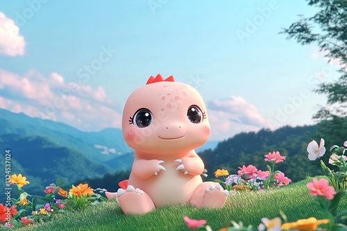 Wallpaper Mural Cute dinosaur with big eyes and a friendly smile

 Torontodigital.ca