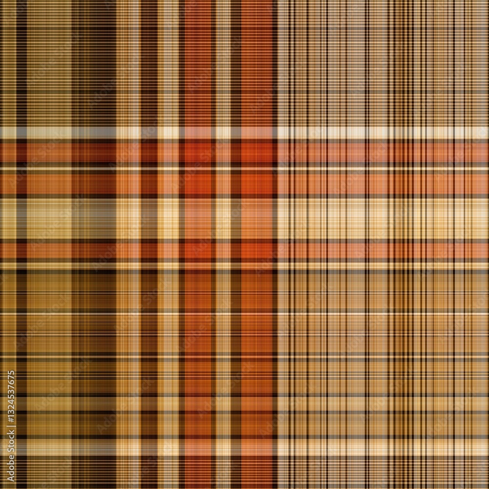 Obraz premium Warm fall gingham tartan check seamless pattern. Woven classic variegated ombre check texture with fabric effect. Repeatable tile for fashion and home decor soft furnishing design. 