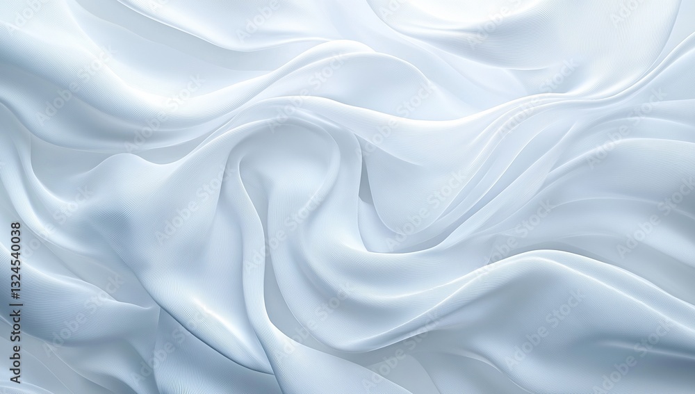 Fototapeta premium A 3D-rendered abstract wallpaper background featuring intricate white wavy lines, creating a fluid, undulating texture. Minimalist and modern design with soft curves, light shadows
