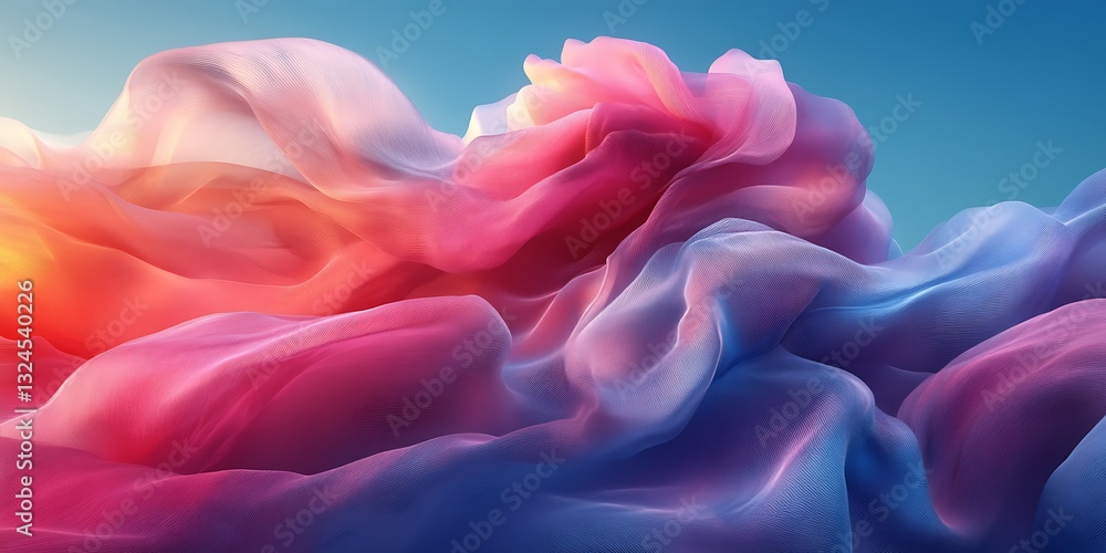 Obraz premium Colorful fabric flows in sky