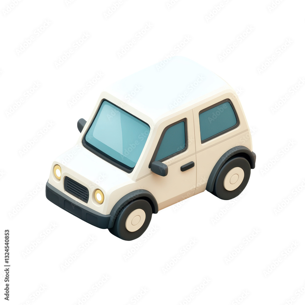 Obraz premium Stylized Isometric Car Illustration: A Modern Vehicle for Urban Transportation, Ideal for Automotive Design and City Travel Projects, Conveying Speed and Mobility
