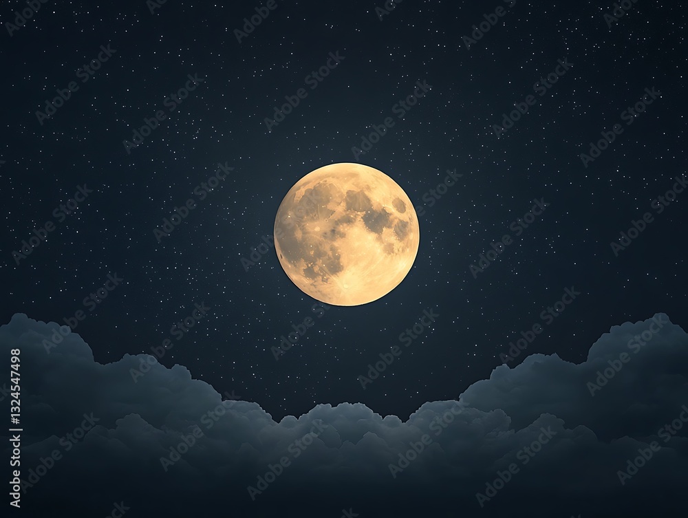 Full Moon Night Sky Cloudscape. Full Moon Night Sky Cloudscape.