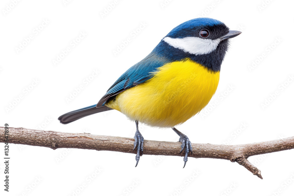 Obraz premium Vibrant bird on a branch with plumage, cut out
