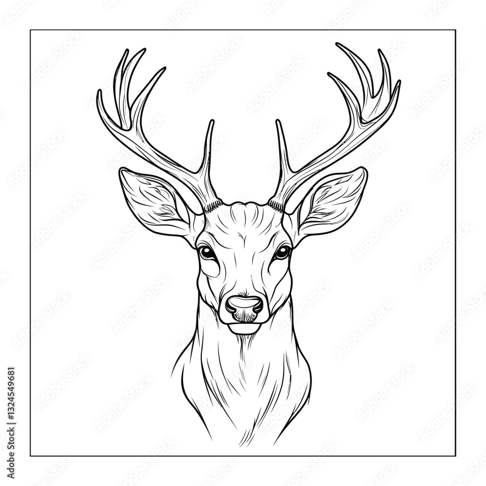 Fototapeta premium deer head coloring page design