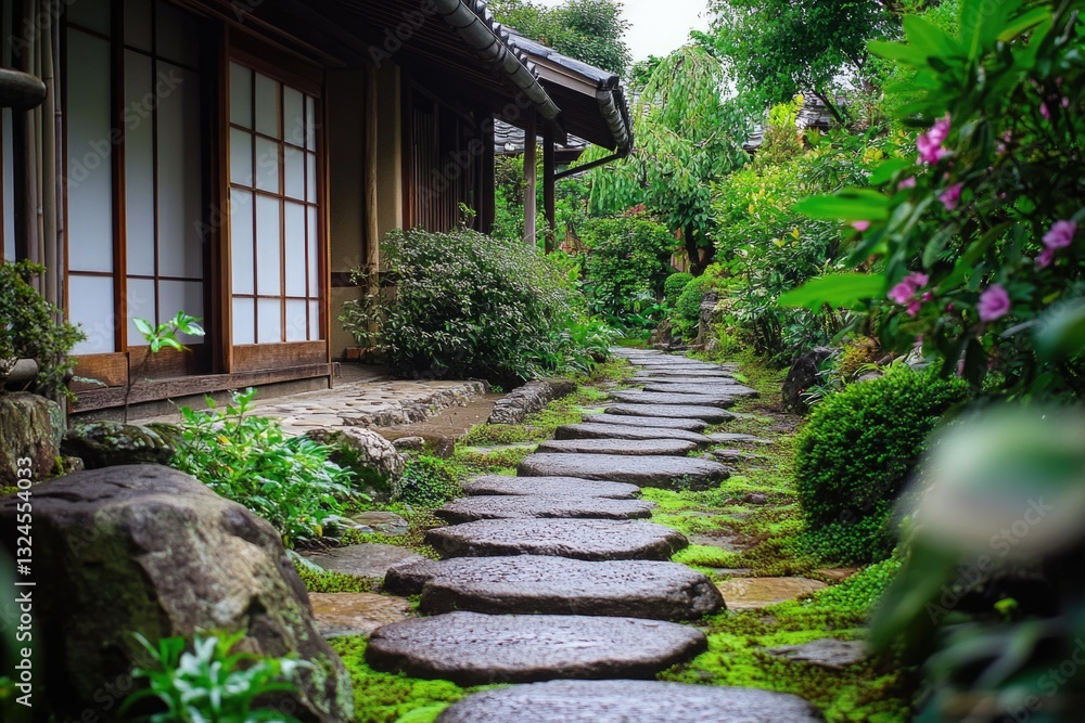 House with stone path House with stone path