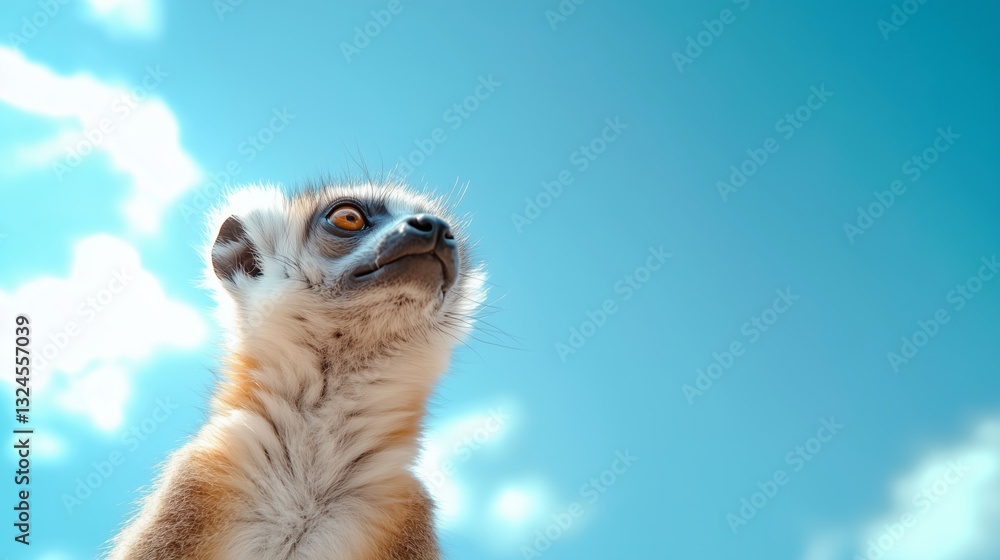 Fototapeta premium Cute lemur under blue sky nature