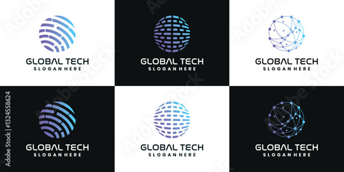 global technology logo icon design
