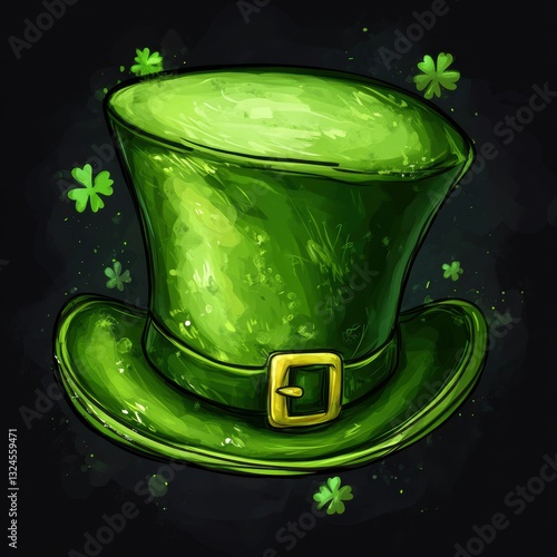 Cute Leprechaun fairy hat with green decorations of St. Patrick’s Day.