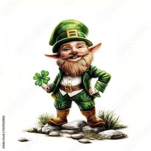 Cute Leprechaun fairy and green decorations of St. Patrick’s Day.