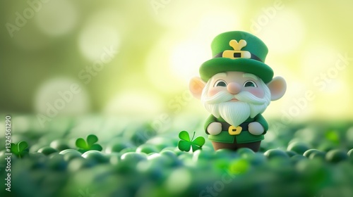 Cute Leprechaun fairy and green decorations of St. Patrick’s Day.
