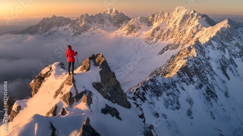 Fototapeta Naklejka Na Ścianę i Meble -  Golden Hour Summit in the Tatras.