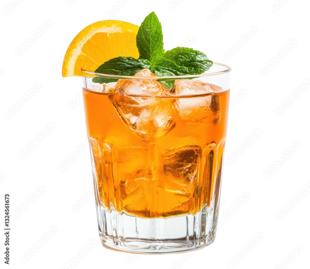 Refreshing iced tea with lemon and mint garnish, cut out Refreshing iced tea with lemon and mint garnish, cut out