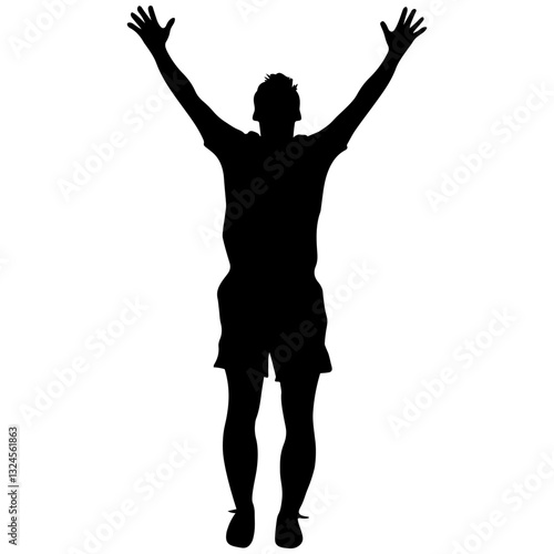 Football player kicking ball, isolated vector silhouette. Soccer logo