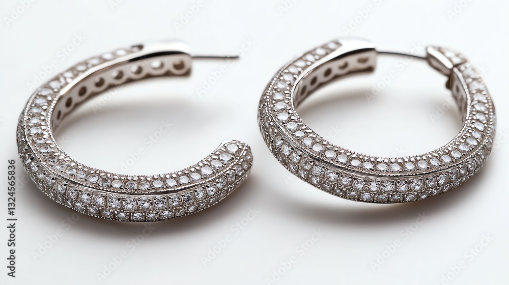 Elegant silver hoop earrings with sparkling details. Elegant silver hoop earrings with sparkling details.