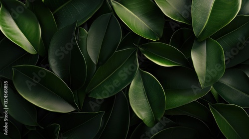 Wallpaper Mural Lush dark green leaves, close-up, nature, background Torontodigital.ca