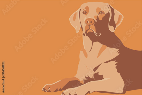 Stilisierte Darstellung eines Labrador Retrievers mit orangefarbenem Hintergrund