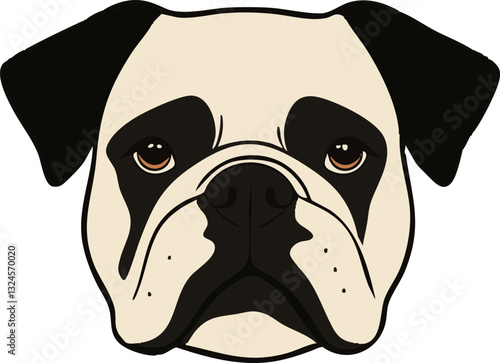 Vektorgrafik eines Pugs mit braunen Augen und charakteristischen Falten