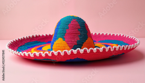 Obraz na płótnie Vibrant colorful sombrero hat on pink background w salonie