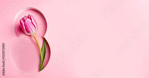 pink background with pink flowers March 8th International Women's Day