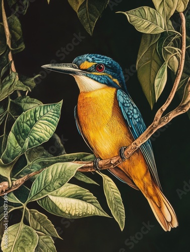 Colorful Bird Perched on Branch