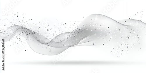 Elegant Silver Wave Abstract Background Design with Sparkling Glitter Particles