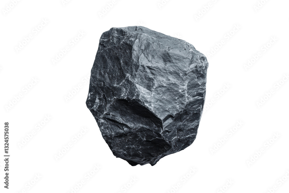 Dark shiny mineral rock on a white background, cut out Dark shiny mineral rock on a white background, cut out
