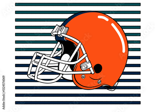 orange and navy blue football player helmet, sport vector graphics, hockey, for street art - graffiti lettering typography - art illustration - multicolor - writen	
