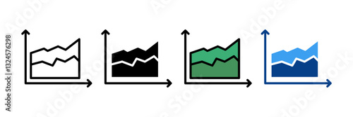Area Chart Icon Set Multiple Style Collection