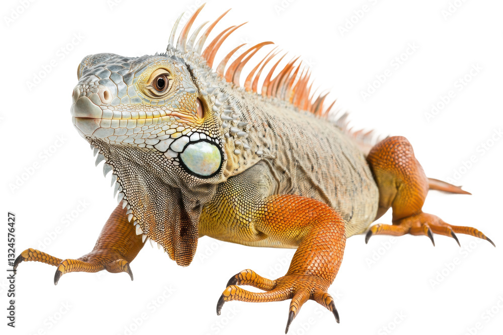 Obraz premium Colorful iguana in natural pose, cut out