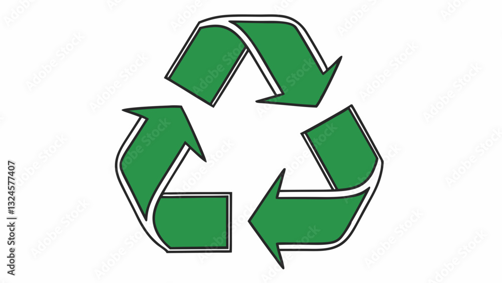 Obraz premium Green recycling symbol with three arrows in a triangular loop