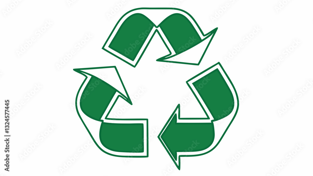 Fototapeta premium Green recycling symbol with three arrows in a triangular loop