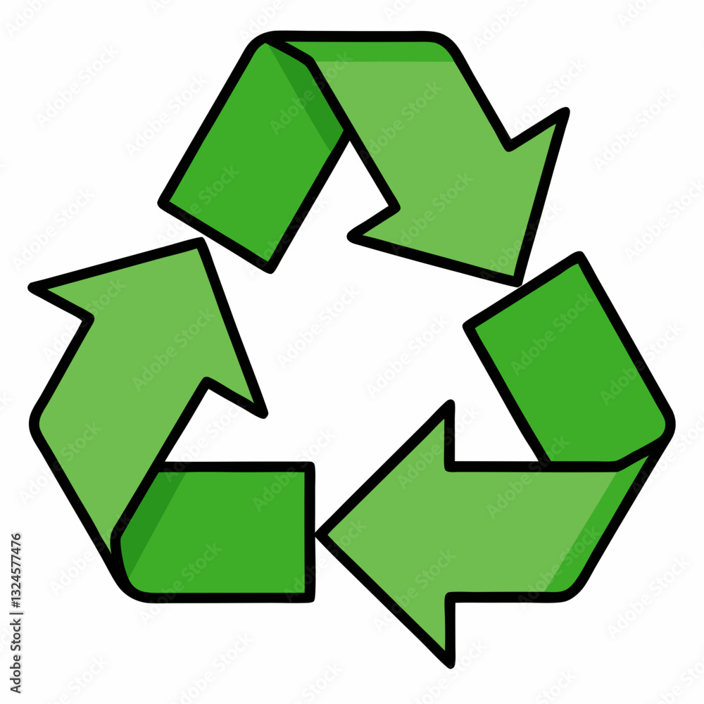 Obraz premium Green recycling symbol with three arrows in a triangular loop