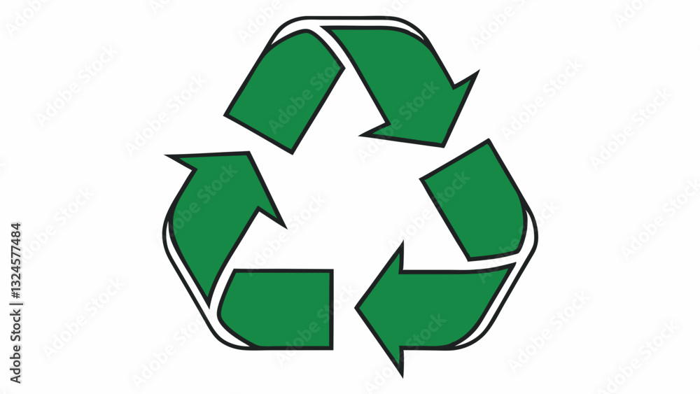 Obraz premium Green recycling symbol with three arrows in a triangular loop