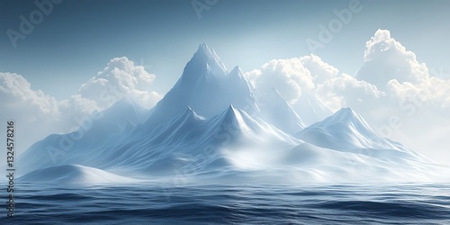 Wallpaper Mural Snowy peaks rise from calm ocean under cloudy sky Torontodigital.ca