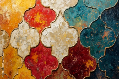 Vibrant Abstract Paint Textured Wall With Various Colors in Rich Tones and Dy...