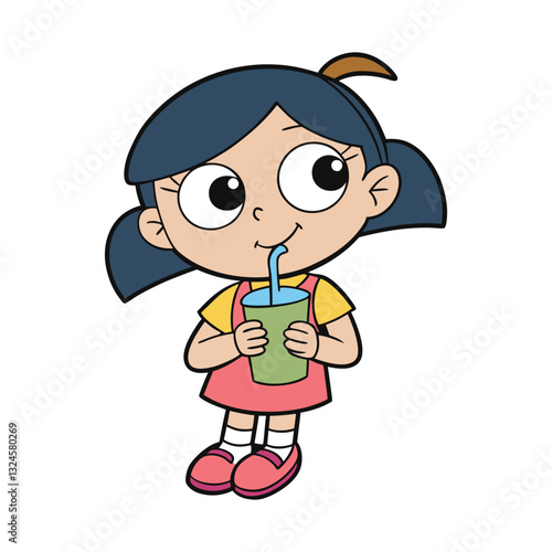 Little girl drinking juice