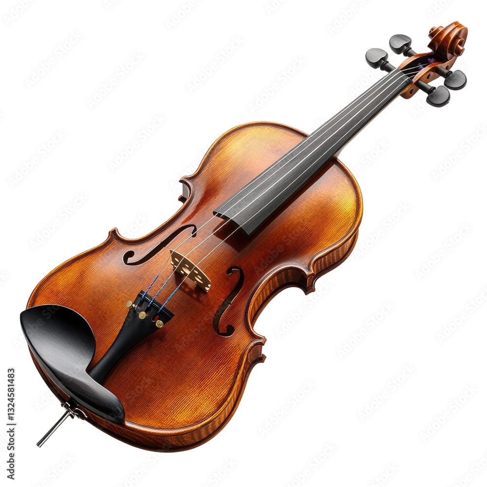 Fototapeta premium Polished Wooden Violin Classic String Instrument Musical Instrument Close Up View