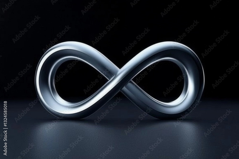A sleek metallic infinity symbol representing endless possibilities and continuity A sleek metallic infinity symbol representing endless possibilities and continuity