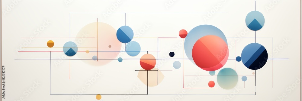 Minimalist design featuring geometric shapes with central axis on a white background Minimalist design featuring geometric shapes with central axis on a white background
