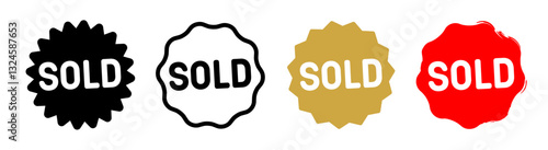 Set of "Sold" on starburst icon