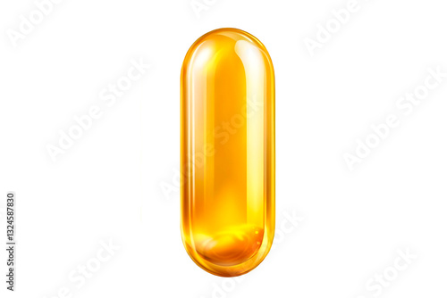 yellow pill capsule isolated on on a transparent background
