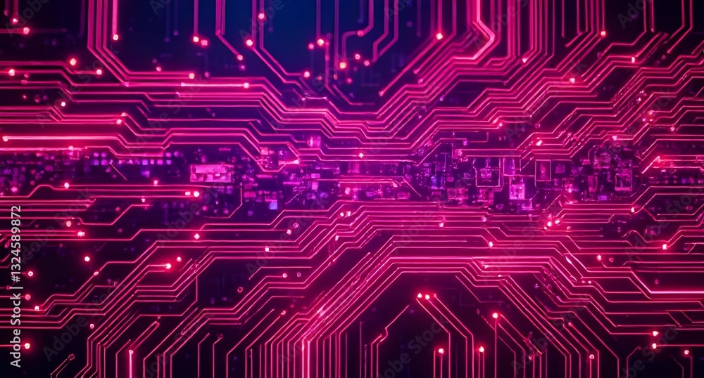 Futuristic abstract technology background featuring a neon-glowing circuit board design with ample copy space, perfect for innovation, digital concepts, and high-tech visuals.







