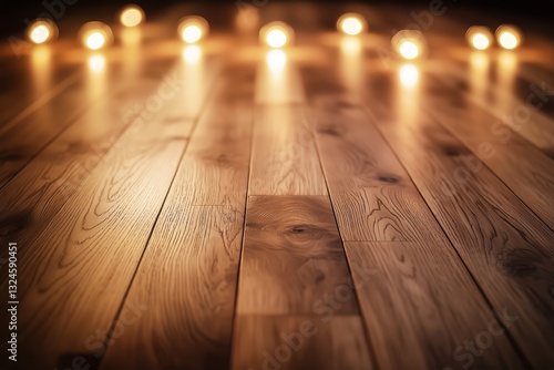 Wooden Floor Illuminated by Soft Lights Creates a Warm and Inviting Atmospher...