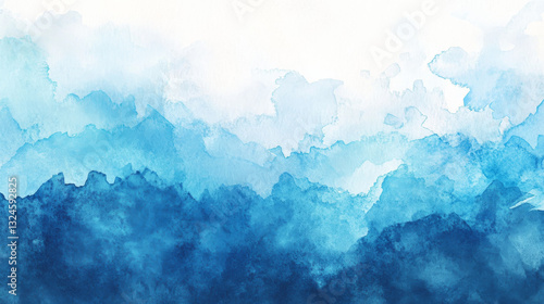 A beautifully textured watercolor background in shades of blue, reminiscent of a soft sky or ocean waves