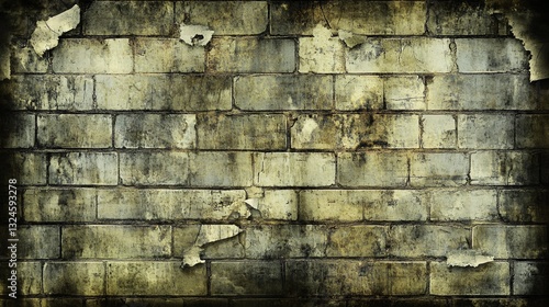 Aged Brick Wall with Worn Grungy Surface for Vintage Backgrounds and Texture Overlays
