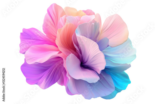 Colorful abstract flower arrangement in soft hues, cut out