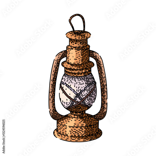 glass oil lamp sketch hand drawn vector